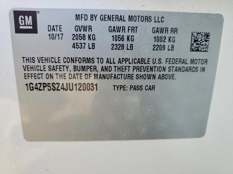 41871956 :رقم المزاد ، 1G4ZP5SZ4JU120031 vin ، 2018 Buick Lacrosse مزاد بيع