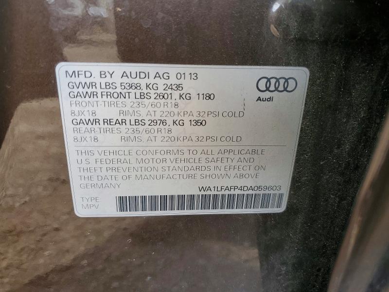 Продажа на аукционе авто 2013 Audi Q5, vin: WA1LFAFP4DA059603, номер лота: 48120906