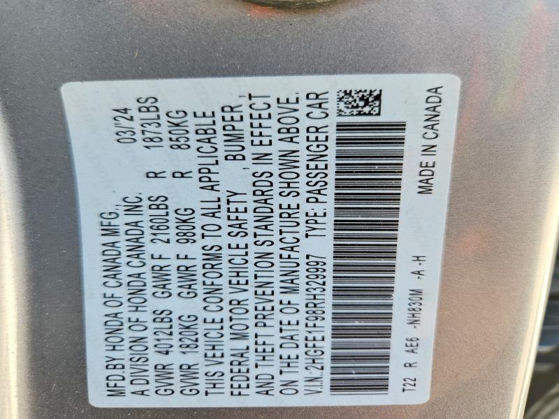 2024 Honda Civic მანქანა იყიდება აუქციონზე, vin: 2HGFE1F98RH329997, აუქციონის ნომერი: 47158026
