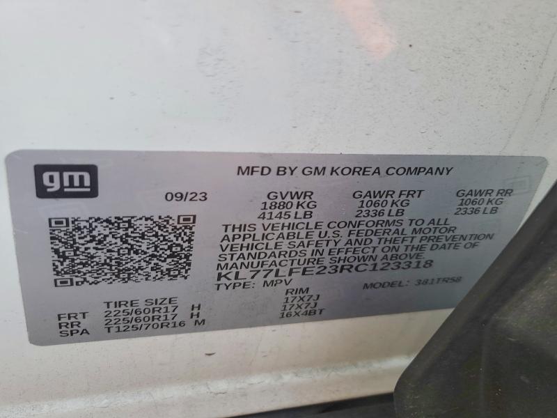 45601376 :رقم المزاد ، KL77LFE23RC123318 vin ، 2024 Chevrolet Trax مزاد بيع