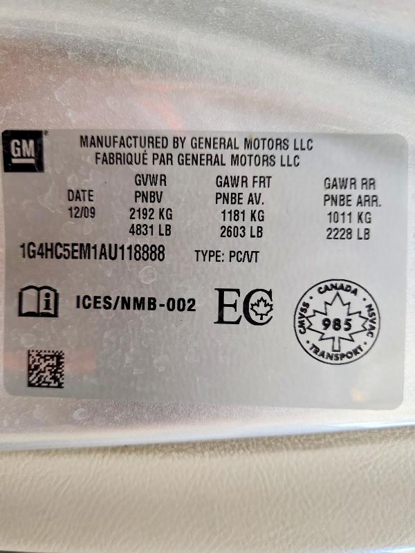 Продажа на аукционе авто 2010 Buick Lucerne, vin: 1G4HC5EM1AU118888, номер лота: 41895536
