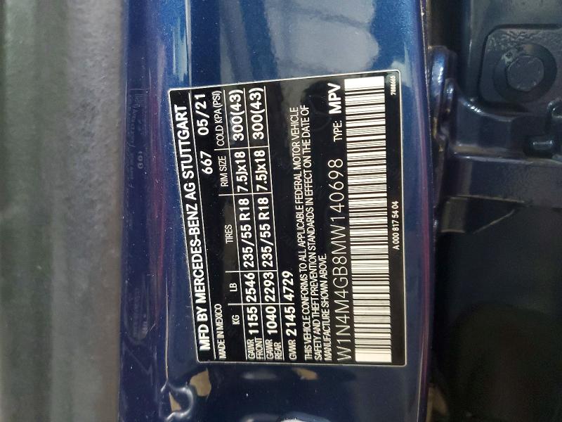 Aukcja sprzedaży 2021 Mercedes-benz Glb, vin: W1N4M4GB8MW140698, numer aukcji: 79952395