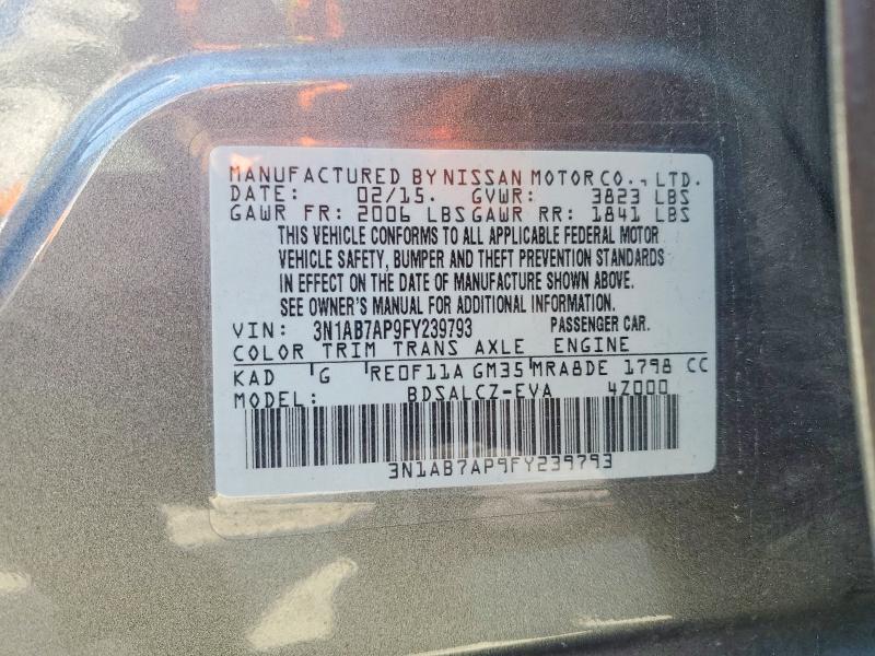 Продажа на аукционе авто 2015 Nissan Sentra, vin: 3N1AB7AP9FY239793, номер лота: 78936315
