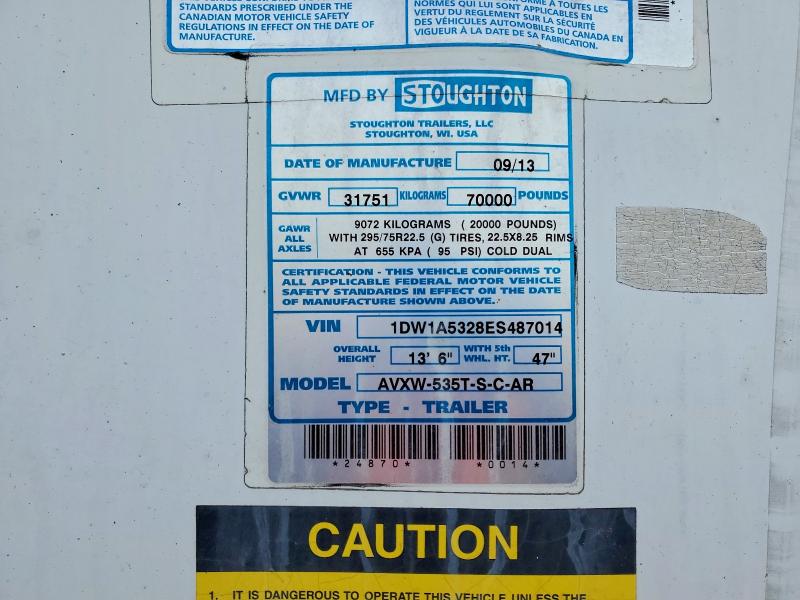 Продажа на аукционе авто 2014 Stoughton Trailers I, vin: 1DW1A5328ES487014, номер лота: 46056336