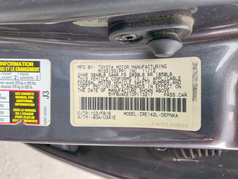 Продажа на аукционе авто 2013 Toyota Corolla, vin: 5YFBU4EE1DP113217, номер лота: 47838086
