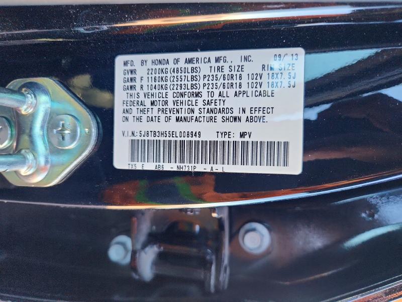45478386 :رقم المزاد ، 5J8TB3H55EL008949 vin ، 2014 Acura Rdx مزاد بيع