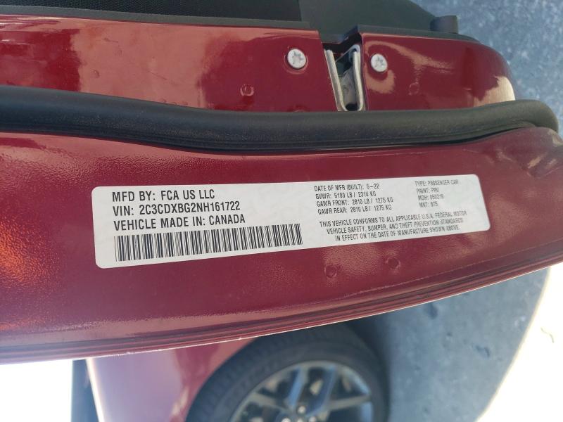 45834596 :رقم المزاد ، 2C3CDXBG2NH161722 vin ، 2022 Dodge Charger مزاد بيع