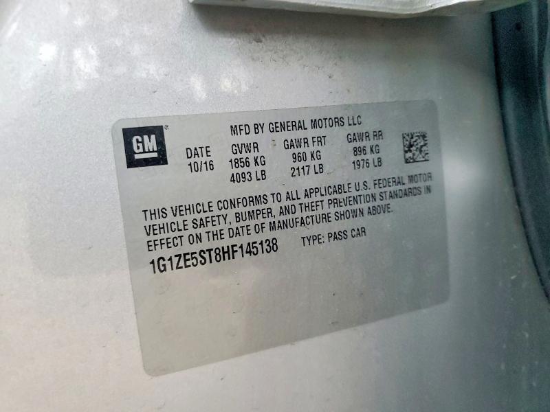 47930356 :رقم المزاد ، 1G1ZE5ST8HF145138 vin ، 2017 Chevrolet Malibu مزاد بيع