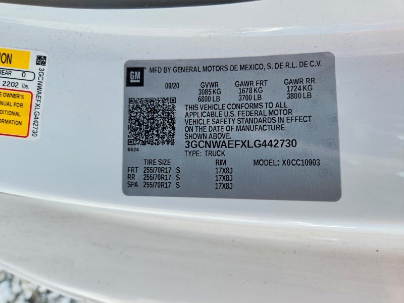 46732566 :رقم المزاد ، 3GCNWAEFXLG442730 vin ، 2020 Chevrolet Silverado مزاد بيع
