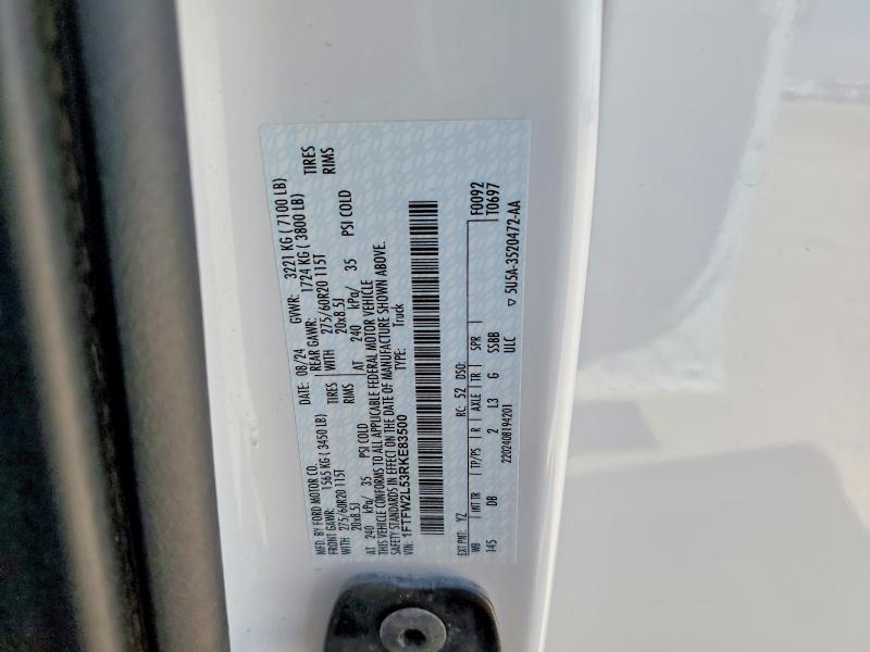 Продаж на аукціоні авто 2024 Ford F150, vin: 1FTFW2L53RKE83500, номер лоту: 46215546
