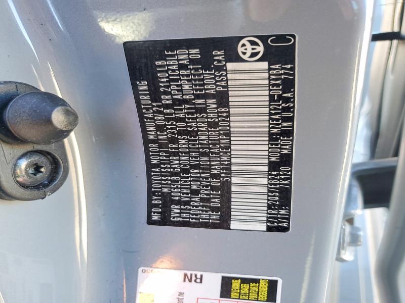 Продажа на аукционе авто 2022 Toyota Corolla, vin: 5YFT4MCE1NP100248, номер лота: 41648406