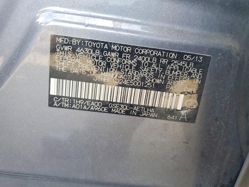Aukcja sprzedaży 2014 Lexus Is 250, vin: JTHBF1D24E5001251, numer aukcji: 47517606