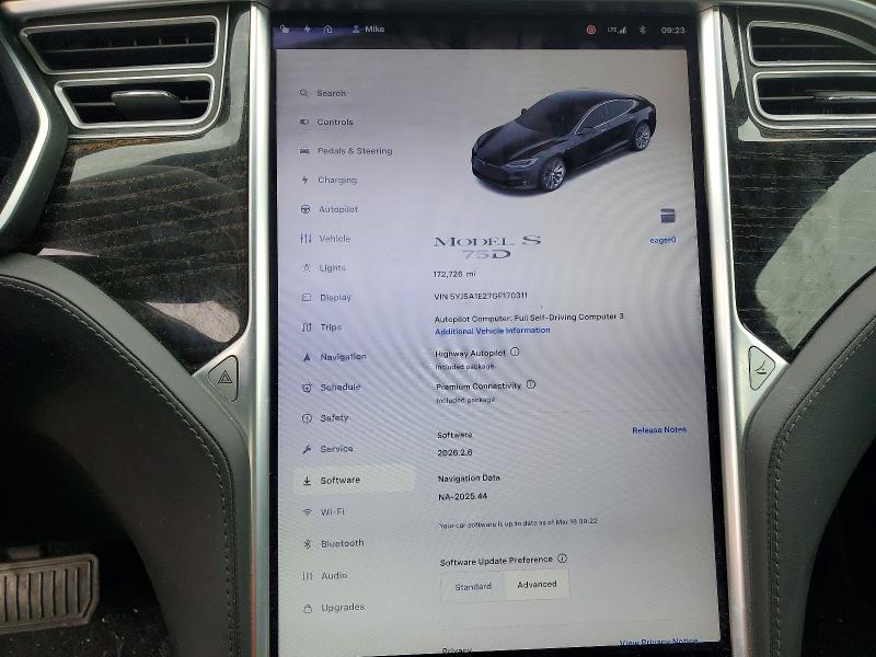46364196 :رقم المزاد ، 5YJSA1E27GF170311 vin ، 2016 Tesla Model S مزاد بيع