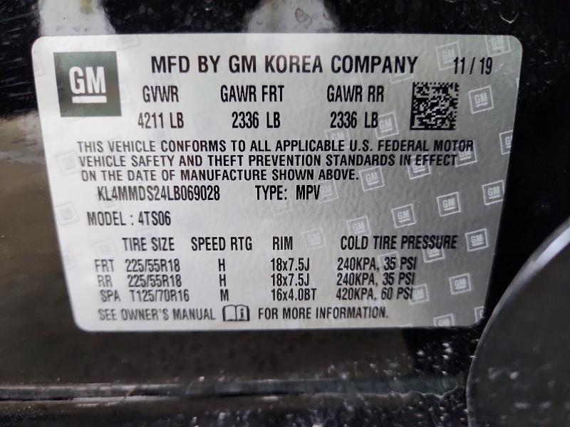 45489996 :رقم المزاد ، KL4MMDS24LB069028 vin ، 2020 Buick Encore Gx مزاد بيع