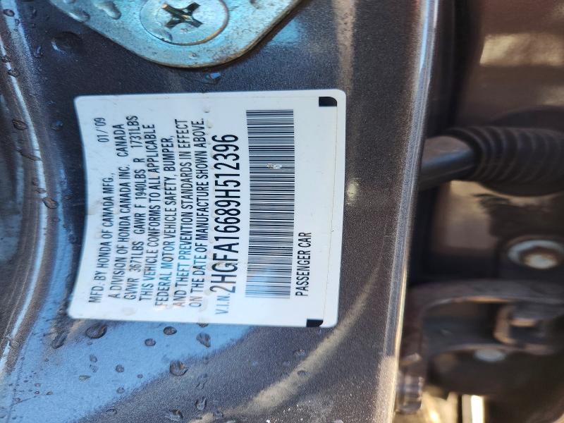 Продаж на аукціоні авто 2009 Honda Civic, vin: 2HGFA16689H512396, номер лоту: 79566405