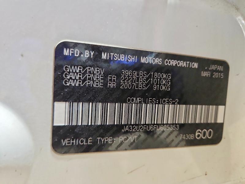 45660716 :رقم المزاد ، JA32U2FU6FU605353 vin ، 2015 Mitsubishi Lancer Se 4dr مزاد بيع