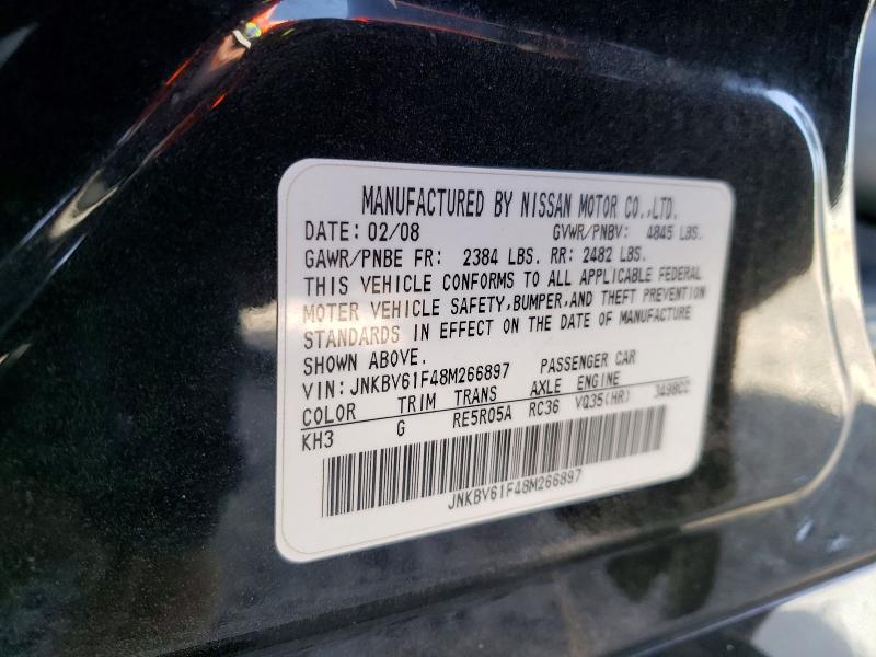 Aukcja sprzedaży 2008 Infiniti G35, vin: JNKBV61F48M266897, numer aukcji: 45837026
