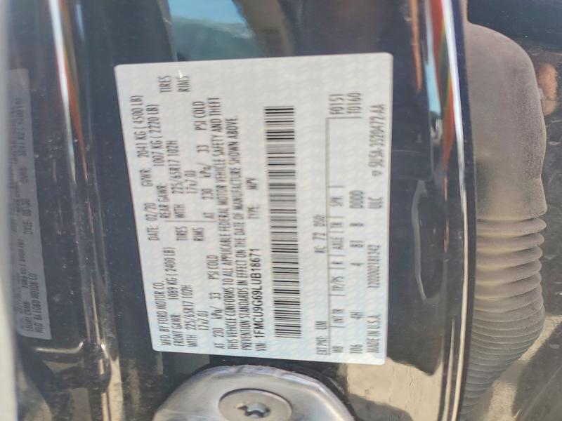 79968655 :رقم المزاد ، 1FMCU9G69LUB18671 vin ، 2020 Ford Escape مزاد بيع