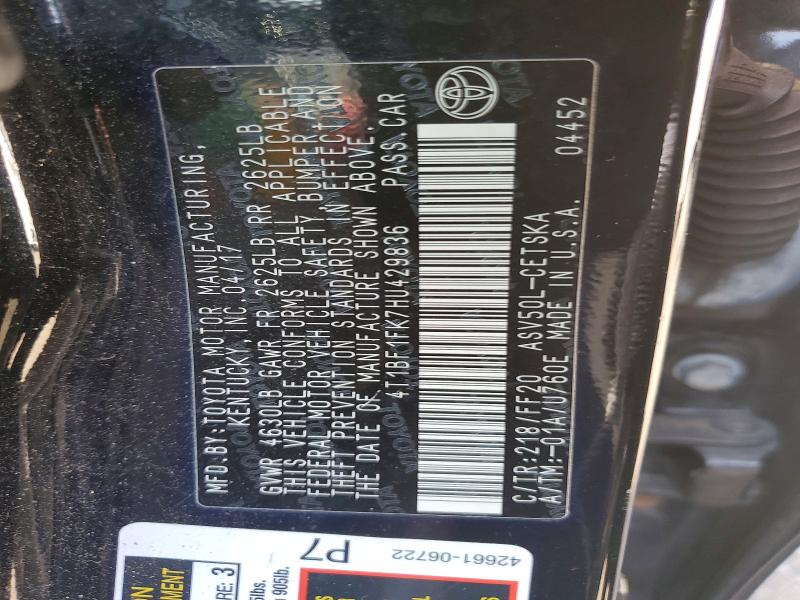 Продаж на аукціоні авто 2017 Toyota Camry, vin: 4T1BF1FK7HU429836, номер лоту: 48267666