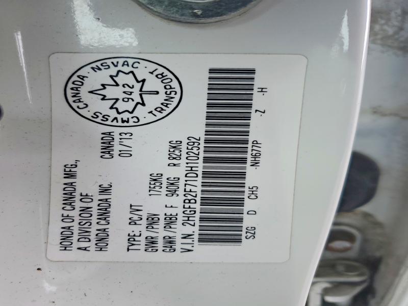 Aukcja sprzedaży 2013 Honda Civic, vin: 2HGFB2F71DH102592, numer aukcji: 41987766