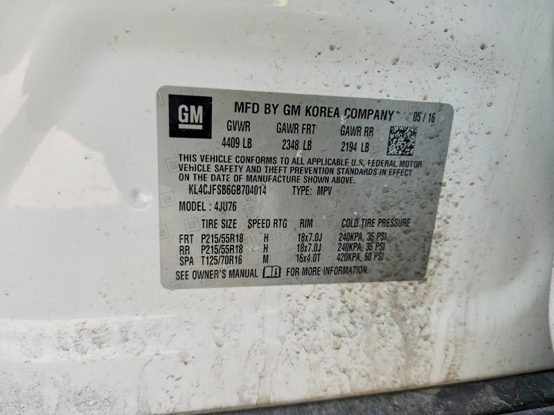 Продаж на аукціоні авто 2016 Buick Encore, vin: KL4CJFSB6GB704014, номер лоту: 46000166