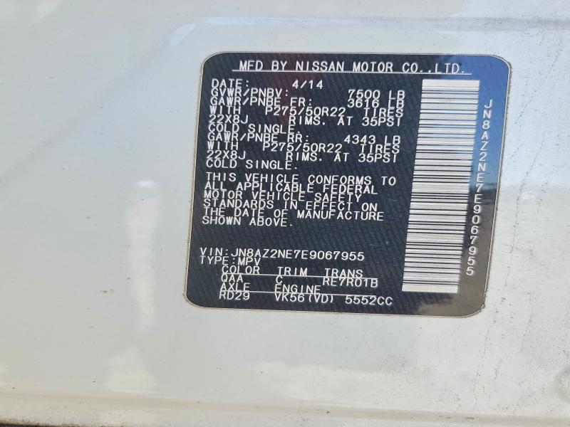 2014 Infiniti Qx80 მანქანა იყიდება აუქციონზე, vin: JN8AZ2NE7E9067955, აუქციონის ნომერი: 46569166