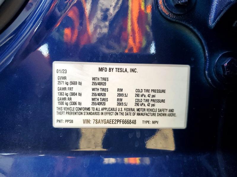 Продажа на аукционе авто 2023 Tesla Model Y, vin: 7SAYGAEE2PF666848, номер лота: 46338696