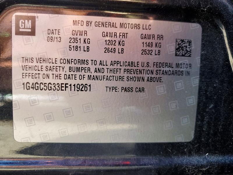 Auction sale of the 2014 Buick Lacrosse, vin: 1G4GC5G33EF119261, lot number: 79911375