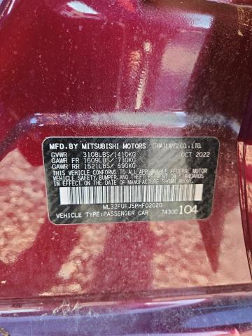 Продаж на аукціоні авто 2023 Mitsubishi Mirage, vin: ML32FUFJ5PHF02020, номер лоту: 45467196