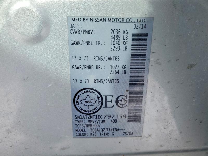 Aukcja sprzedaży 2014 Nissan Rogue, vin: 5N1AT2MT1EC797159, numer aukcji: 47058846