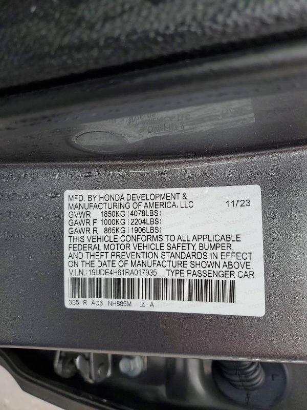Продаж на аукціоні авто 2024 Acura Integra, vin: 19UDE4H61RA017935, номер лоту: 79431505