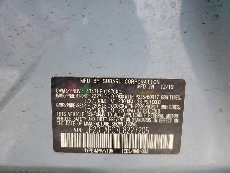Aukcja sprzedaży 2020 Subaru Crosstrek, vin: JF2GTAPC7L8227205, numer aukcji: 41724546