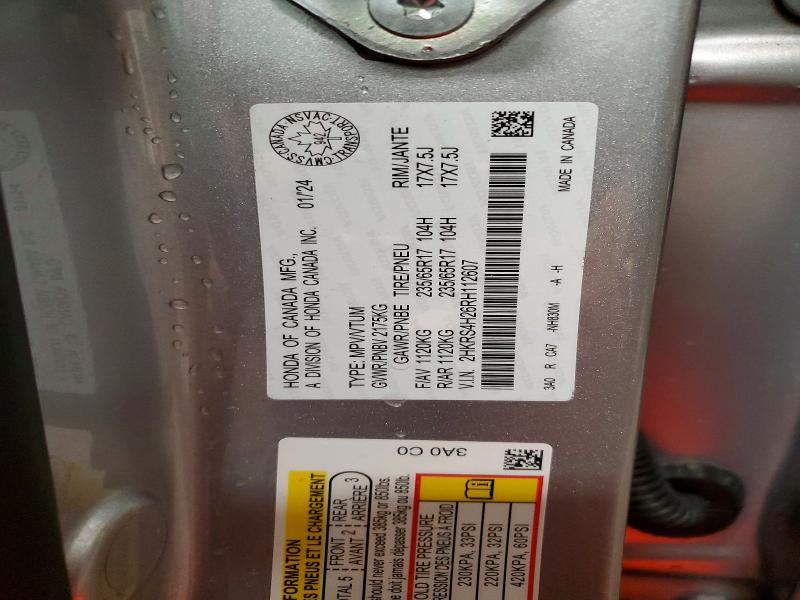 76832565 :رقم المزاد ، 2HKRS4H26RH112607 vin ، 2024 Honda Cr-v مزاد بيع