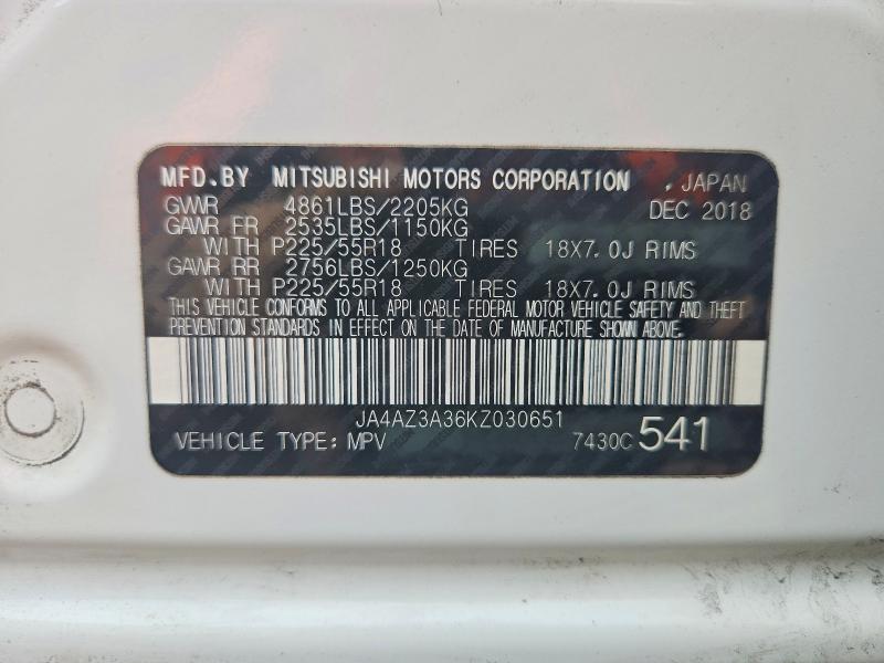 Aukcja sprzedaży 2019 Mitsubishi Outlander, vin: JA4AZ3A36KZ030651, numer aukcji: 47359376