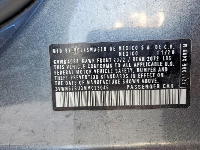 48218136 :رقم المزاد ، 3VWN57BU3MM023045 vin ، 2021 Volkswagen Jetta مزاد بيع