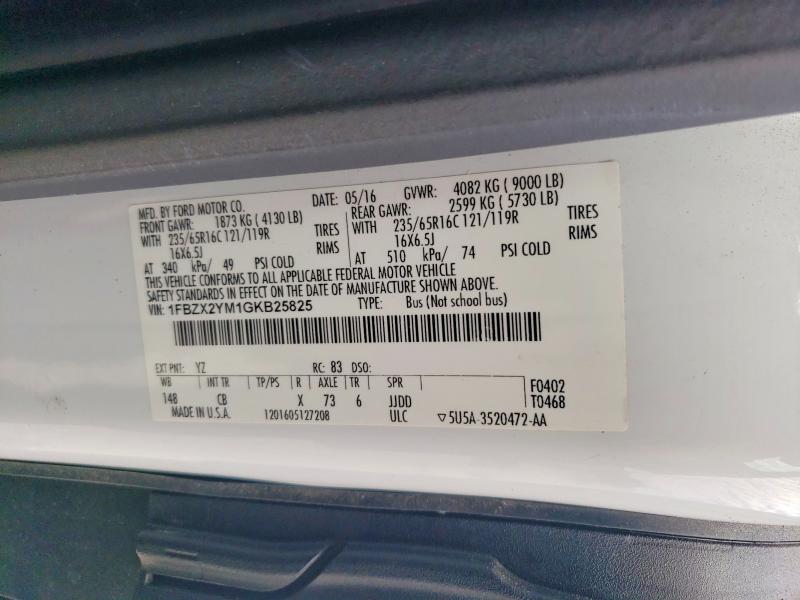 Продажа на аукционе авто 2016 Ford Transit, vin: 1FBZX2YM1GKB25825, номер лота: 41794556