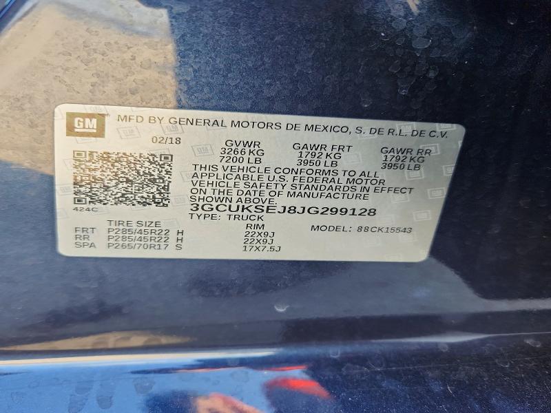 Продажа на аукционе авто 2018 Chevrolet Silverado, vin: 3GCUKSEJ8JG299128, номер лота: 48214756