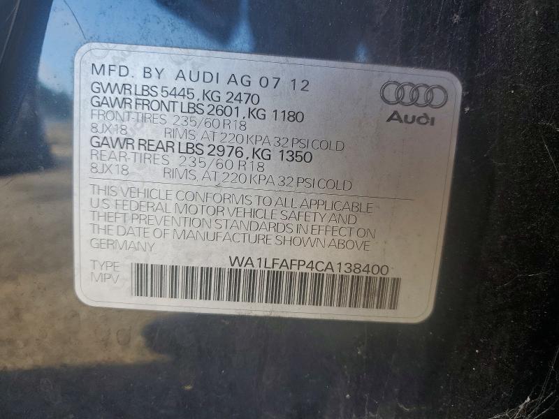 Продажа на аукционе авто 2012 Audi Q5, vin: WA1LFAFP4CA138400, номер лота: 41661736
