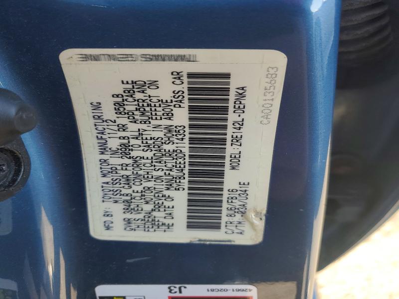 47209856 :رقم المزاد ، 5YFBU4EE3DP114353 vin ، 2013 Toyota Corolla مزاد بيع
