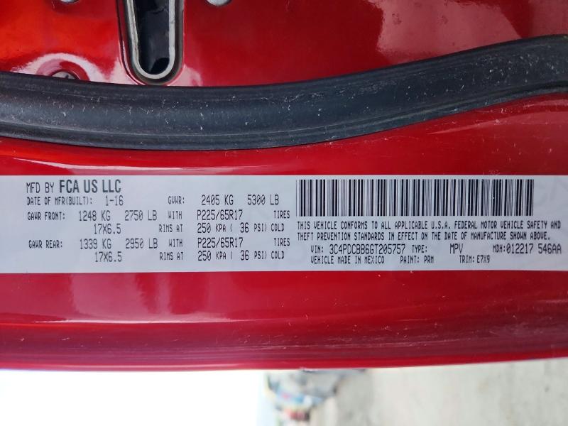 91288815 :رقم المزاد ، 3C4PDCBB6GT205757 vin ، 2016 Dodge Journey مزاد بيع