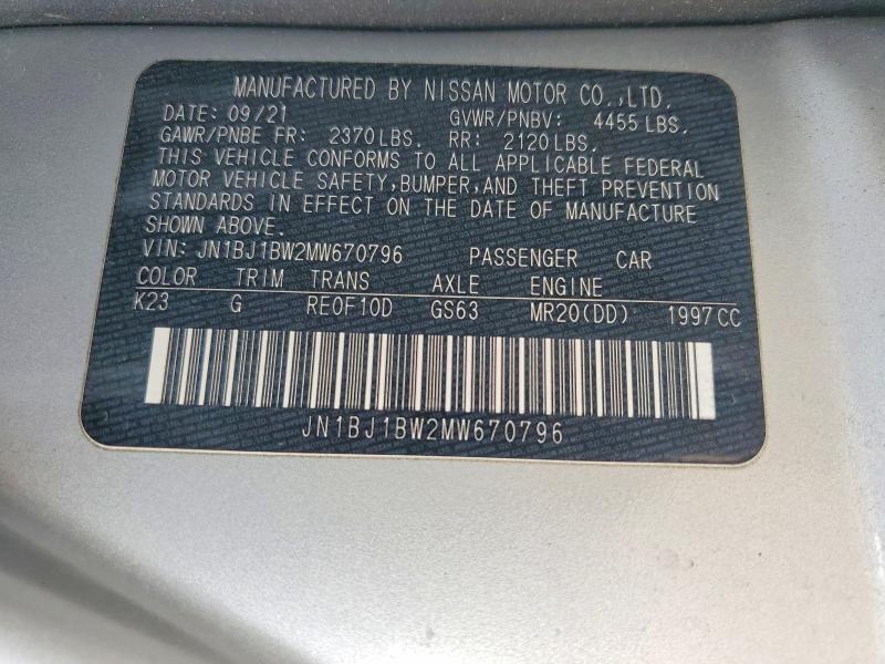 45491326 :رقم المزاد ، JN1BJ1BW2MW670796 vin ، 2021 Nissan Rogue Sport مزاد بيع