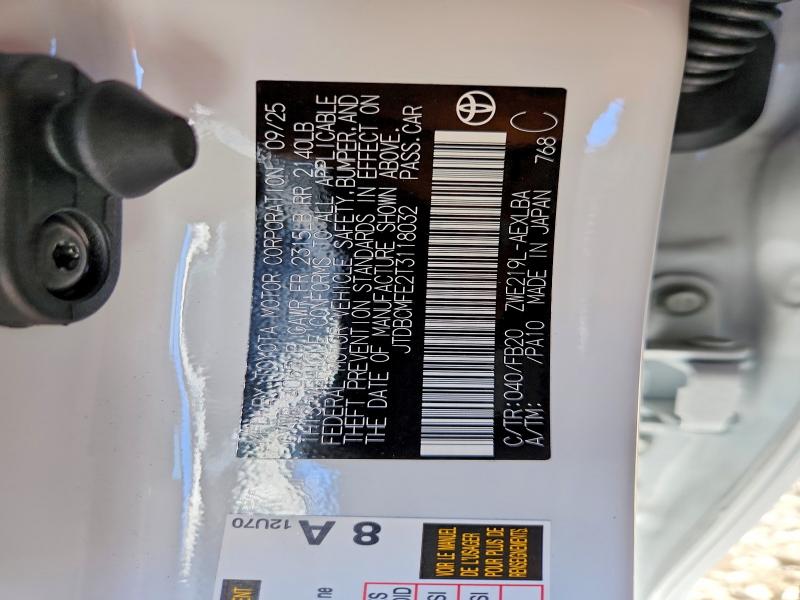 Продаж на аукціоні авто 2026 Toyota Corolla Hybrid, vin: JTDBCMFE2T3118032, номер лоту: 46613356