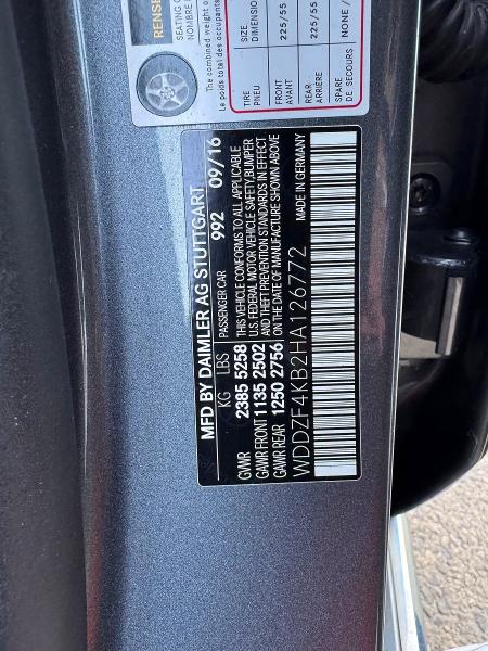 46028766 :رقم المزاد ، WDDZF4KB2HA126772 vin ، 2017 Mercedes-benz E مزاد بيع