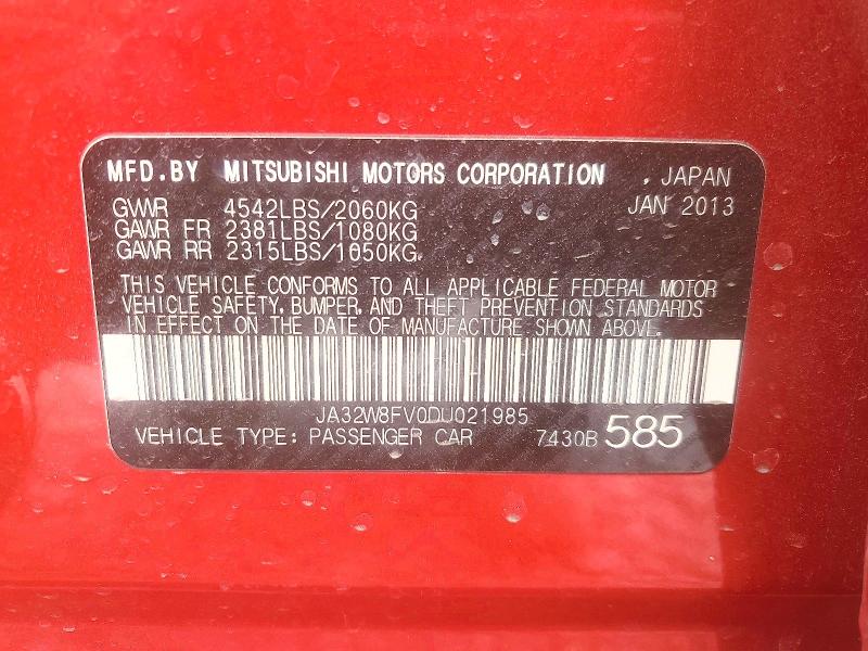 Продаж на аукціоні авто 2013 Mitsubishi Lancer, vin: JA32W8FV0DU021985, номер лоту: 47660236