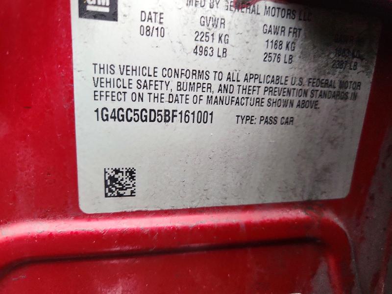2011 Buick Lacrosse მანქანა იყიდება აუქციონზე, vin: 1G4GC5GD5BF161001, აუქციონის ნომერი: 46352716