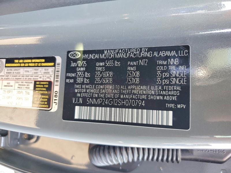 Aukcja sprzedaży 2025 Hyundai Santa Fe Hybrid, vin: 5NMP24G12SH070794, numer aukcji: 46815396