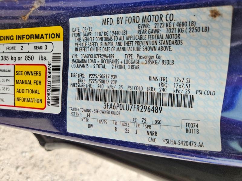 Продаж на аукціоні авто 2015 Ford Fusion, vin: 3FA6P0LU7FR296489, номер лоту: 47326866
