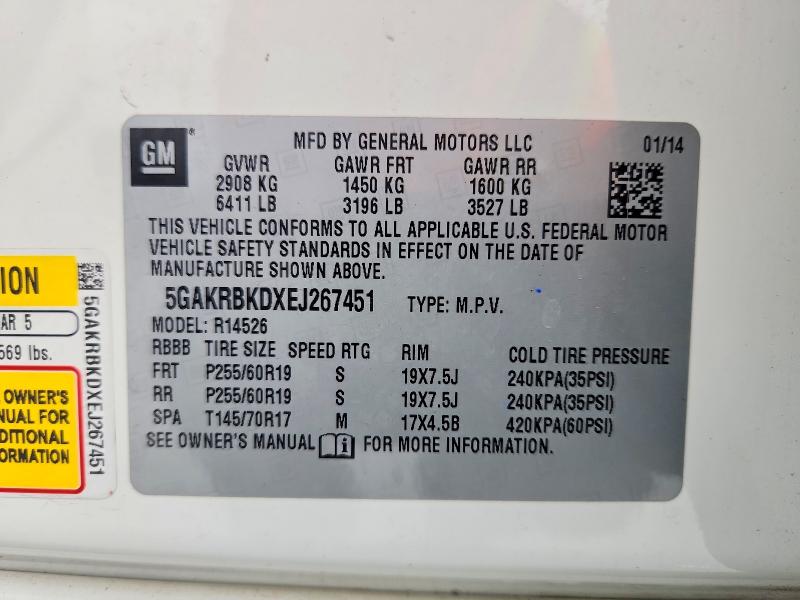 Продаж на аукціоні авто 2014 Buick Enclave, vin: 5GAKRBKDXEJ267451, номер лоту: 47955726