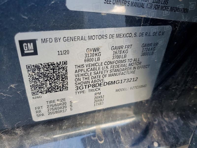 Продажа на аукционе авто 2021 Gmc Sierra, vin: 3GTP8DED6MG173212, номер лота: 46638346