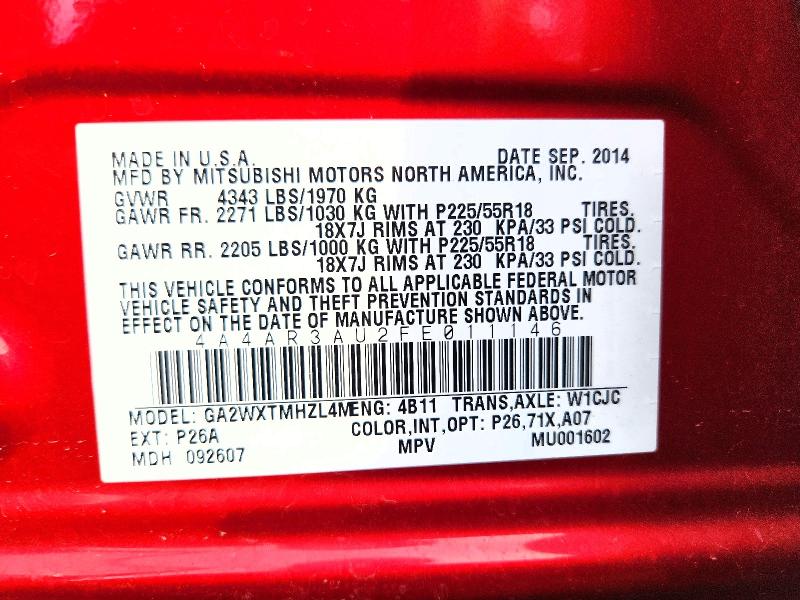Продаж на аукціоні авто 2015 Mitsubishi Outlander Sport, vin: 4A4AR3AU2FE011146, номер лоту: 47096786